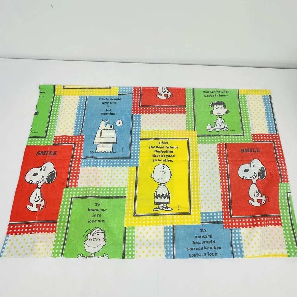 Perma Prest Peanuts Charlie Brown Snoopy & Friends Pillow Case Vintage 42x36